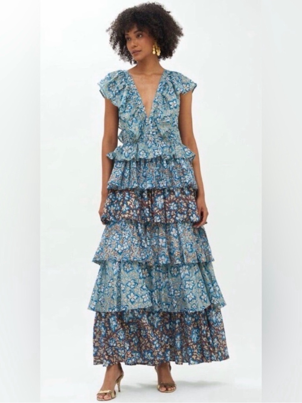 Oliphant Yoke Ruffle Tiered Maxi